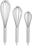 TEEVEA  Set of 3 Multi-Color Silicone whisks with stainless steel handles. Milk & Egg Beater Balloon Metal Whisk for Blending, Whisking, Beating and Stirring