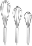 TEEVEA  Set of 3 Multi-Color Silicone whisks with stainless steel handles. Milk & Egg Beater Balloon Metal Whisk for Blending, Whisking, Beating and Stirring