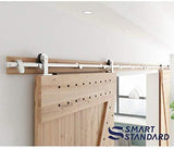 SMARTSTANDARD 8FT Top Mount Heavy Duty Sliding Barn Door Hardware Kit, Single Rail, Stainless Steel, Smoothly and Quietly, Simple and Easy to Install, Fit 42"-48" Wide DoorPanel (T Shape Hanger)