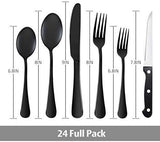 24 Piece Silverware Teivio  Set, Flatware Utensils Set Mirror Polished, Dishwasher Safe Service for 4, Include Knife/Fork/Spoon/Steak Knife/Wire Mesh Steel Cutlery Holder Storage Trays (Silver)