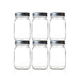 Seacoast 16 Oz Mason Jars, Regular Mouth With Steel Lids, (Set of 6)