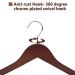 JS HANGER Multifunctional High Grade Solid Wooden Suit Hangers, Coat Hangers, Walnut Finish, 20-Pack