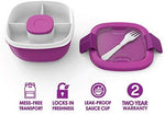 Bentgo Salad BPA-Free Lunch Container with Large 54-oz Salad Bowl, 3-Compartment Bento-Style Tray for Salad Toppings and Snacks, 3-oz Sauce Container for Dressings, and Built-In Reusable Fork (Purple)