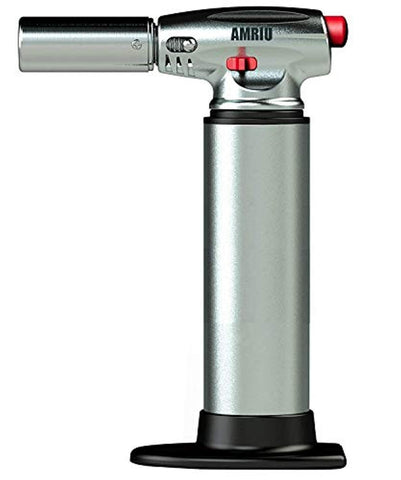 AMRIU GF-877 Micro Butane Torch Lighter, Silver - Kitchen Craft Cook's Blow torch Professional Grade Culinary Blow torch for Cooking & Baking For Camping Welding Flamethrower BBQ Outdoor