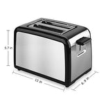 ToBox Slice Toasters with 2 Extra-Wide Slots Warming Rack, Defrost, Reheat and Cancel Buttons - Brushed Stainless Steel, silver