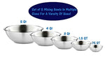 FamGo WSMXB-5PC Stainless-5PS Mixing Bowls, 5, Silver