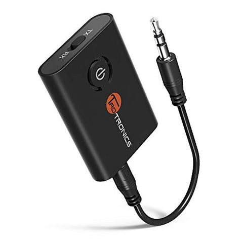 TaoTronics Bluetooth 4.1 Transmitter and Receiver, 2-in-1 Wireless 3.5mm Adapter (aptX Low Latency, 2 Devices Simultaneously, For TV/Home Sound System)