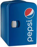 Gourmia GMF660 Pepsi Thermoelectric Mini Fridge Cooler and Warmer - 4 Liter/ 6 Can - For Home,Office, Car, Dorm or Boat - Compact & Portable - AC & DC Power Cords - Blue