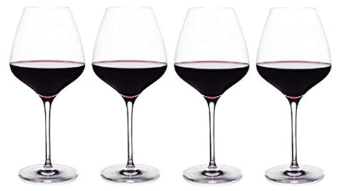 The One Wine Glass - Perfectly Designed Shaped Red Wine Glasses For All Types of Red Wine By Master Sommelier Andrea Robinson, Premium Set Of 4 Lead Free Crystal Glasses, Break Resistant