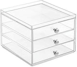 iDesign 3-Drawer Plastic Vanity Organizer, Compact Slim Storage Organization Drawers Set for Cosmetics, Dental Supplies, Hair Care, Bathroom, Dorm, Desk, Countertop, Office, 6.5" x 7" x 5", Clear