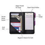 Server Book with Zipper Pocket Waitress Book Restaurant Waitstaff Organizer Fit Server Apron with Money Pocket 5" X 9" (Big Volume with Magnetic Closure) by Mymazn