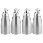 mDesign Modern Metal Foaming Soap Dispenser Pump Bottle for Kitchen Sink Countertop, Bathroom Vanity, Utility/Laundry Room, Garage - Save on Soap - Rust Free Aluminum - 4 Pack - Brushed/Silver