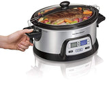 Hamilton Beach 33861 Programmable Slow Cooker, 6 Quart, Dual Digital Timer, Stainless Steel