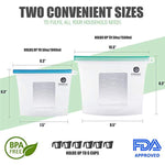 Conscious Kitchenware Eco Friendly Reusable Silicone Food Storage Bags 1x Large 50oz + 3x Small 30oz - Airtight Seal Keeps Food Fresh - FDA-Approved Reusable Snack, Sandwich, Sous Vide & Freezer Bag