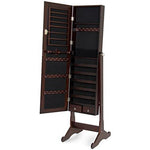 Best Choice Products Mirrored Jewelry Cabinet Armoire w/ Stand Rings, Necklaces, Bracelets - Black