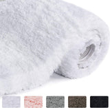 Office Marshal Bathroom Runner Rug Bath Mat 59"x20" Non-Slip Soft Long Shower Rug Plush Microfiber Water Absorbent Carpet Thick Shaggy Luxury Floor Mats, Machine Washable, White