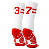 Classic Stripe Team Number Socks | Woven Mid-Calf | White & Red