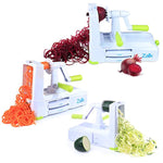 Zalik 5-Blade Spiralizer - Vegetable Spiral Slicer With Powerful Suction Base - Strong & Heavy Duty Veggie Pasta Spaghetti Maker for Low Carb/Paleo/Gluten-Free Meals With Extra Blade Storage Caddy