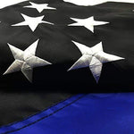 Thin Blue Line Flag: 100% US Made 4x6 ft with Embroidered Stars - Sewn Stripes - Brass Grommets - UV Protection - Black White and Blue American Police Flag Honoring Law Enforcement Officers