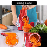 HOXANEY Round Drum Mandoline Slicer Rotary Cheese Grater Manual Vegetable Slicer Veggie Potato Shredder Nut Chopper (Red)