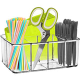 Clear Supplies Utensil Caddy Organizer - 5 compartment acrylic plastic storage container! Perfect holder for any Kitchen office or play room can fit markers pens pencils makeup and other accessories!