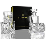 ELIDOMC 5PC Italian Crafted Crystal Whiskey Decanter & Whiskey Glasses Set, Crystal Decanter Set With 4 Whiskey Glasses, 100% Lead Free Whiskey Glass Set