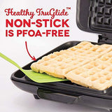 DASH No-Drip Belgian Waffle Maker: Waffle Iron 1200 Watt + Waffle Maker Machine for Waffles, Hash browns, or any Breakfast, Lunch, & Snacks with Easy Clean, Non-Stick + Mess Free Sides - Red