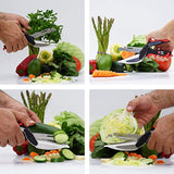 Organic Wizzard Kitchen Knife with Cutting Board and Finger Guard, 6 in 1 Universal Scissors Food Chopper, Slicer, Cutter, Dicer for Vegetables Fruits Meat and Cheese [Upgraded Version] (Color1)