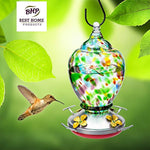 Best Home Products Hummingbird Feeder with Perch - Hand-Blown Glass Feeders | Autumn Impressions (Multi)