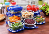 Utopia Kitchen Glass Food Storage Container Set - Blue - 18 Pieces Set (9 Containers and 9 Lids) Reusable Multipurpose Use for Home Kitchen or Restaurant - BPA Free