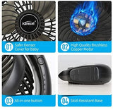 MOSAJIE Rechargeable Fan Mini Desk Fan Rotating, 3 Speeds USB Personal Fan Portable Small Table Quiet Fan with Truly Long Battery Life, Strong Wind Desktop Fan for Travel Camping Office Home (Black)