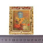 Artyea Golden Plastic Frame Flower Oil Painting 1:12 Miniature Dollhouse Furniture