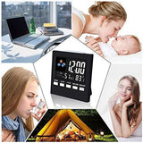 Digital Alarm Clock Led Desk Clock with Date Temperature humidity meter Backlight & Weather Channel Portable Travel