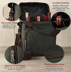 Wine Enthusiast 6-Bottle Wine Bag - Waxed Canvas Weekend Wine Carrier, Forest Green