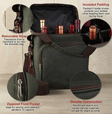 Wine Enthusiast 6-Bottle Wine Bag - Waxed Canvas Weekend Wine Carrier, Forest Green