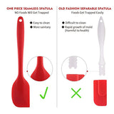 Silicone Spatula set : U-Taste 450ºF Heat-Resistant Spatula - One Piece Seamless Design, Non-Stick Silicone Rubber with Reinforced Stainless Steel Core (4 Piece Set, Red)