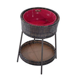 Outsunny Outdoor Patio Rattan Wicker Ice Bucket Cooler with Lid