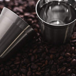 Espresso Cups 80mL - 2 x Double Wall Stainless Steel Espresso Cup by Zurich. Vacuum insulated. 80ml (2.7-oz) alternative for DeLonghi, Bodum and Nespresso Cups. (Silver)