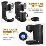 Aicok Single Serve Coffee Maker, Single Cup Travel Coffee Brewer with One-Touch Button for Most Single Cup Pods including K-CUP pods, Quick Brew Technology, 800W, Black