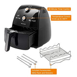 Secura 4 Liter, 4.2 Qt, Extra Large Capacity 1500 Watt Electric Hot Air Fryer and additional accessories; Recipes,Toaster rack and Skewers