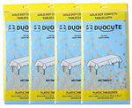 Duocute White Disposable Party Tablecloth for Rectangle Table, Gold Stamping Dot Confetti Rectangular Plastic Table Cover, for Bridal Shower, Engagement, Wedding, 54" x 108", Pack of 4