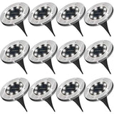 Sunco Lighting 12 Pack Solar Path Lights, Dusk-to-Dawn, Cross Spike Stake for Easy in Ground Install, Solar Powered LED Landscape Lighting - RoHS/CE