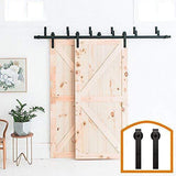 ZEKOO Rustic 5-16 FT Bypass Barn Door Hardware Powder Tcbunny Sliding Steel Track for Double Wooden Doors (10FT Bypass System)