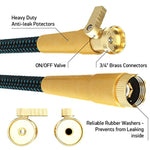 [New 2018] Expandable Garden Hose 50Ft Extra Strong – Brass Connectors with Protectors 100% No-Rust & Leak, 9-Way Spray Nozzle - Best Water Hose for Pocket Use - 100% Flexible Expanding up to 50 ft