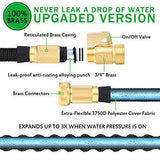 Expandable Garden Hose, 100 FT Lightweight Water Hose, 9 Functions Sprayer with Double Latex Core, Green Black Expandable Hose with 3/4" Solid Brass Fittings, Extra Strength Fabric