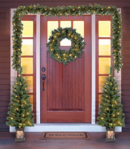 HOMESTO  Holiday Time Christmas Decor Pre-Lit 5-Piece Entryway Set, Clear Lights