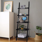 Tangkula Ladder Bookcase 5-Tier Wood Leaning Shelf Wall Plant Shelf Ladder for Home Office Modern Flower Book Display Shelf Storage Rack Stable A-Frame Wooden Ladder Shelf (Black)