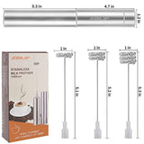 EZILIF Milk Frother Milk Frother Handheld Coffee Frother Battery Operated Foam Maker 3 Stainless Steel Different Size Whisks Coffee Latte Cappuccino Hot Chocolate Drink Mixer