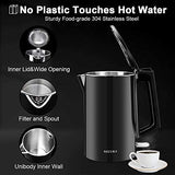 Secura SWK-1511 The Original Stainless Steel Double Wall Electric Water Kettle 1.6 Quart (Black)