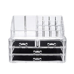 DreamGenius Makeup Organizer 2 Pieces Acrylic Jewelry and Cosmetic Storage Display Boxes with 4 Drawers